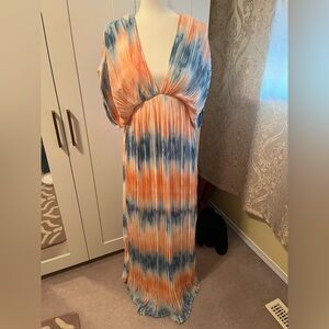 Vici Blue and Orange Tie-Dye Dress